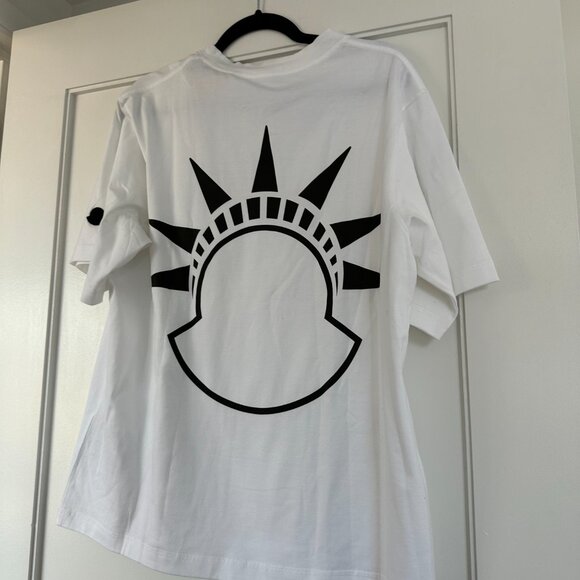NWT Moncler X Alicia Keys T-Shirt Sz Medium in White Unisex Cotton Motif Print - Picture 9 of 10